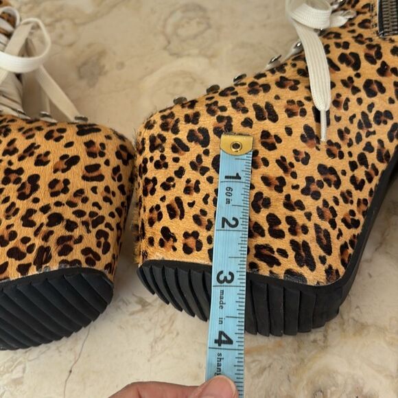 UNIF Hellbound Leopard Print Calf Hair Platform Leather Booties - Picture 12 of 16